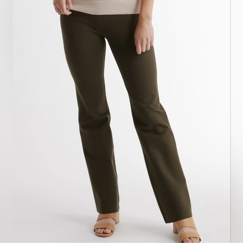 Quince Ultra-Stretch Ponte Straight Leg Pants M Dark Olive